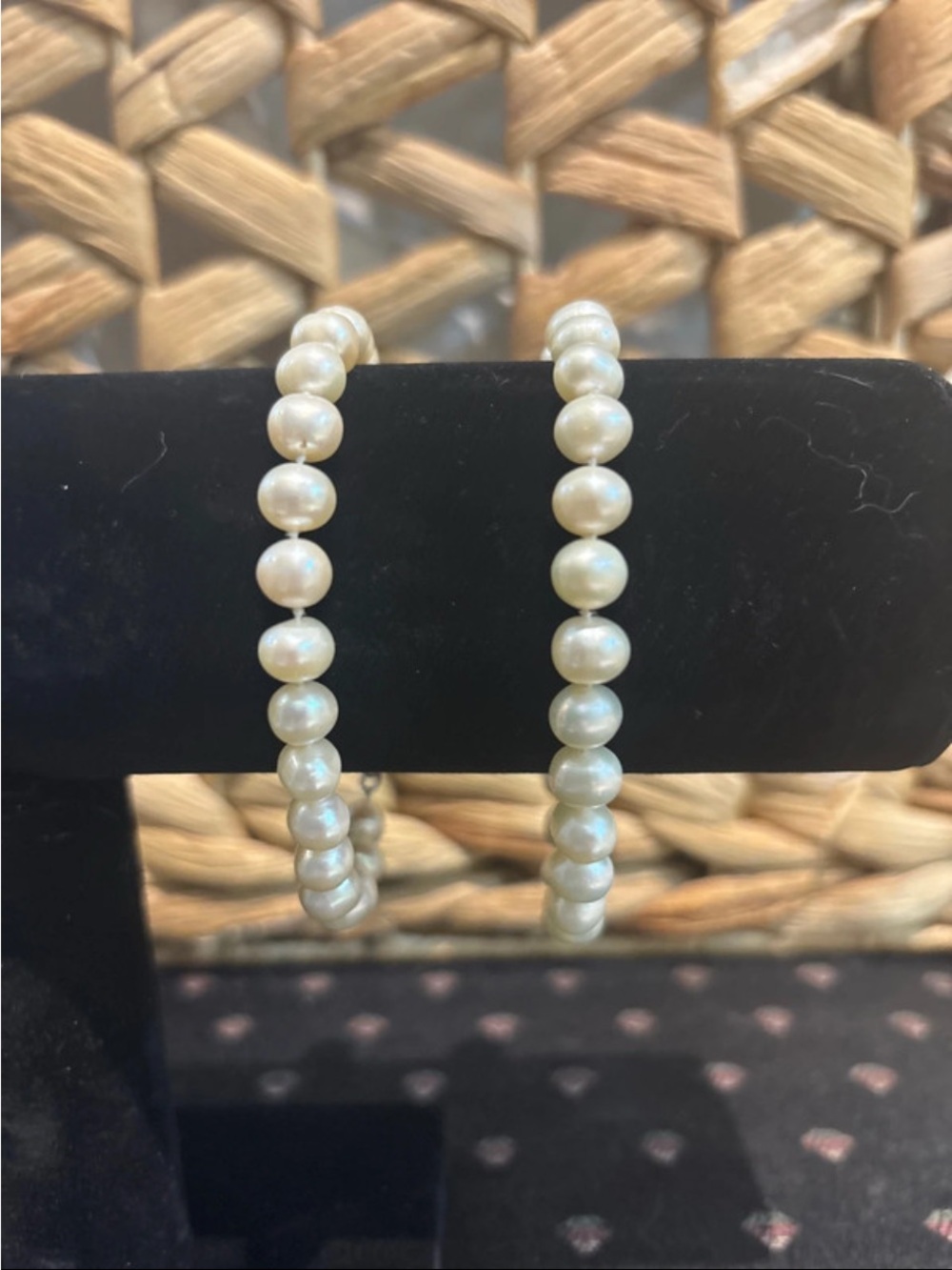 Freshwater Pearl Stretch Bracelet Pair — Cream Pearl Hoops